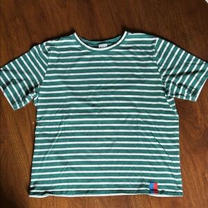 KULE Striped Tee in Green and White
